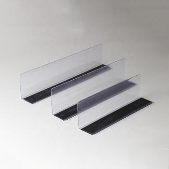 China Supermarkt Shelf Hot Sale PVC Plastic Clear L Shape Magnetic Shelf Divider For Supermarket Grocery Store for sale