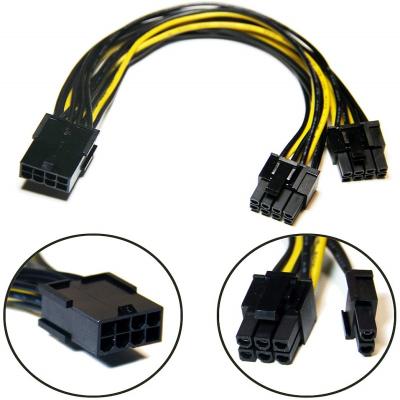 China 6 to Dual 8 (6+2) PCI Express Power Converter Cable for Graphics GPU PCIE PCI-E VGA Video Card Splitter Hub Power Cable 20mm for sale