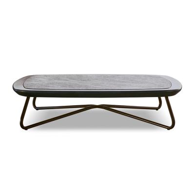 China Modern Luxury Natural Marble Metal Legs Wooden Coffee Table for sale