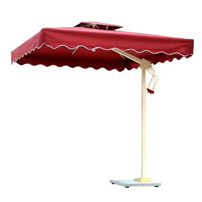 China Large Size Modern Folding Marble Base UV Garden Umbrella for sale