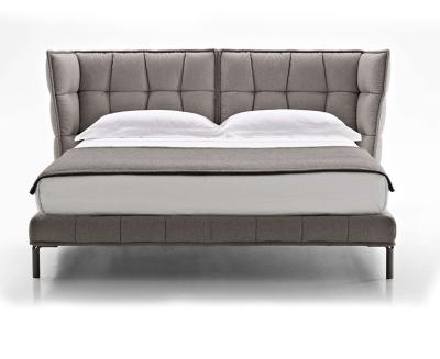 China Luxury Convertible Stainless Steel Legs Gray Fabric Bed for sale