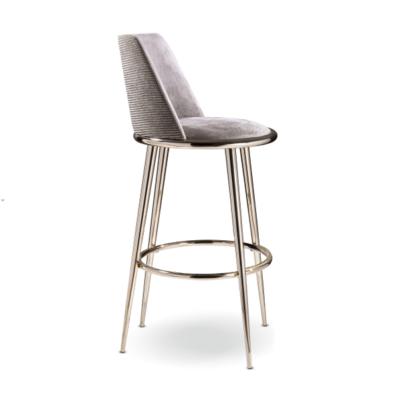 China Modern Hot Selling Modern Stainless Steel Leg Velvet Luxury Bar Stool With Back Rest for sale