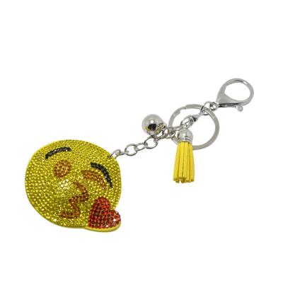 China Wholesale Custom Fashionable Diamond Inlay Key Chain Cartoon Expression Diamond Ornament Key Chain for sale