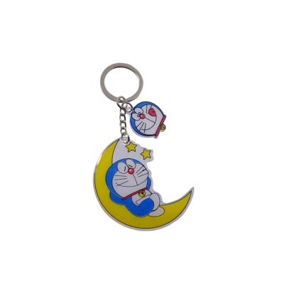 China High Quality Cute Anime Key Promotion Gift Doraemon Ring Keychain Trinket Keychains Bag Accessories Gift for sale