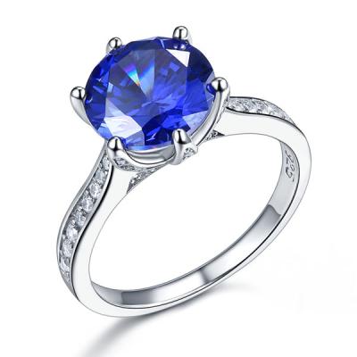 China Custom Blue Stone Ring Wedding Ring 925 Sterling Silver Wedding Ring TRENDY Fine Jewelry Sets for Women for sale