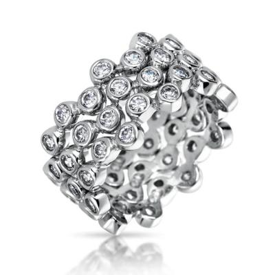 China FASHIONABLE Stackable Circle Frame Balloon Ring Set 925 Sterling Silver Wide Band Ring Set for sale