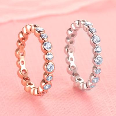 China TRENDY Tonglin Personalized S925 Sterling Silver Wedding Rings Stackable Eternity Band For Couples for sale