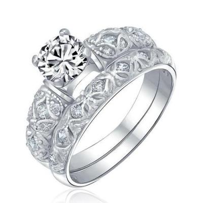 China FASHIONABLE 925 Sterling Silver Antique Engai Wedding Ring Set For Women for sale