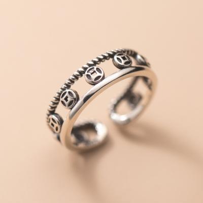 China Adjustable Ring 925 Sterling Silver Simple To Do Fashionable Personality Old Ring Retro Thai Silver Ring for sale