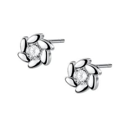 China Earring 925 Female Silver Compact Temperament Stud Fashionable White Zircon Sunflower Single Earring for sale