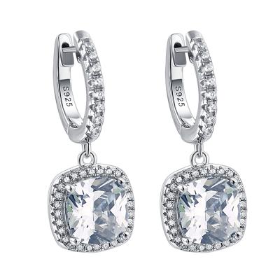 China Jewelry 925 Sterling Silver TRENDY Circle Halo Cubic Zirconia Dangling Earring Tonglin Earring New for sale