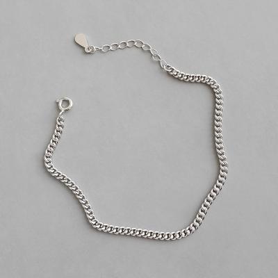 China Fashion Fine Design Minority Bangle Jewelry 925 Sterling Silver Chic Style Side Chain Bracelet for sale