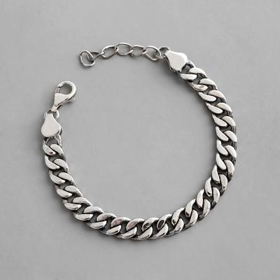 China 925 sterling silver FASHIONABLE antique finish sulphus flat chain bracelet bracelet jewelry by chains for sale