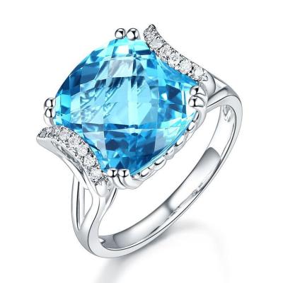 China Bright Silver Rings Ring Jewelry Large Blue Stone FASHIONABLE Engagement Rings Party Band Ring For Women Girl for sale