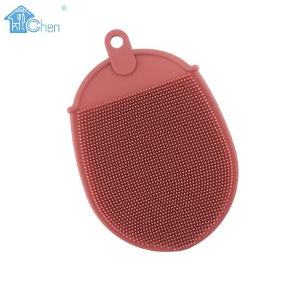 China Wholesale Price Stocked Ultra-soft Round Shaped Silicone Kitchen Scrubber Sponge Cleaner Dish Scrubber Kitchen Cleaning Brush for sale