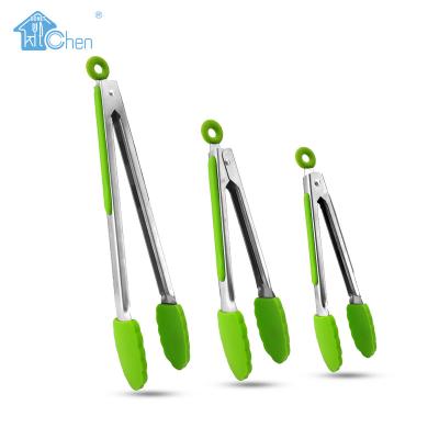 China Sustainable Hot Sale Heat Resistance Silicone Stainless Steel Kitchen Tools Non-Stick BBQ Cooking Food Tongs Kitchen Gadgets for sale