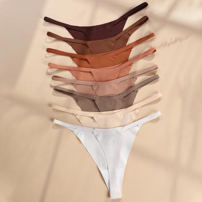 China QUICK DRY G - string sexy new trend 7 colors womens girls underwear seamless panties laser cut seamless brazilian ice silk low waist thong for sale