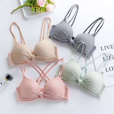 China 6 Colors Comfortable Sexy Back Bra of Viable Japanese Girl Underwear Gathered Without Ring Underwear Girl Steel Bra for sale