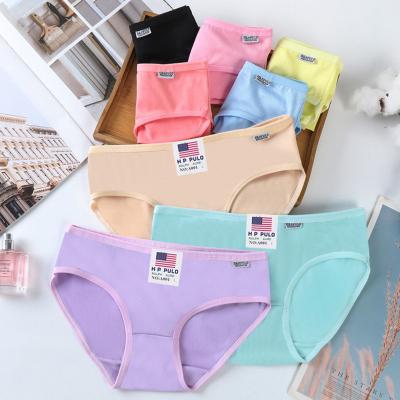 China Women's Sexy Cute Cheap Panties Breathable Mid Waist Solid Color Girl Schoolgirl Viable Women's Underwear A001 for sale