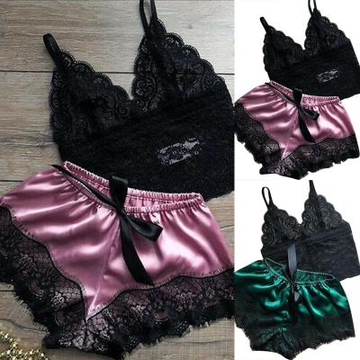 China Spandex/Nylon Tops Shorts Set New Color Women's Lace Nightgowns S/M/L/XL/2XL/3XL Sleepwear Lingerie Babydoll Pajamas for sale