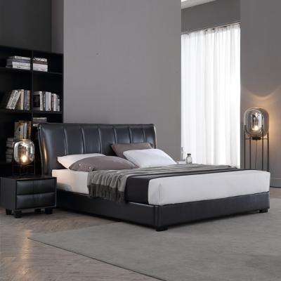 China Italian Luxury Leather Bed Design Bedroom Furniture Wood Frame Leather Beds for Home and Hotel for sale