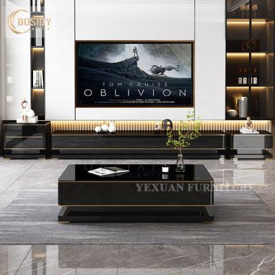 China Luxury modern tempered glass top living room furniture temped tv console glass top bracket 2021 latest design for sale