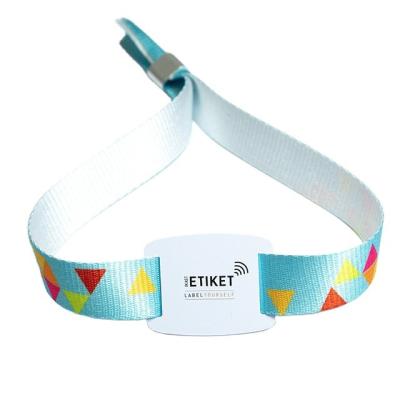 China Promotion/Advertising/Gift/Festival 13.56Mhz Ntag213 215 216 Cloth NFC Wristbands Access Control Woven Wristband Mifare Ultralight Wristband for sale