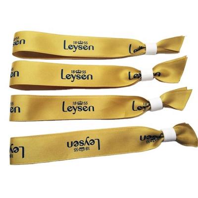 China Promotion/Advertising/Event Disposable Wristband Polyester Woven Wristband Adjustable Silk Satin Cloth Fabric Gift/Festival Wristbands for sale