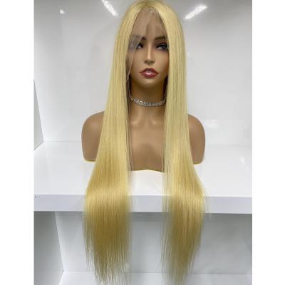 China Distributor Cuticle Aligned Hair 150% 180% Density Wigs For Blonde 613 Color Women Straight Human Hair Full Lace Wigs Hd Transparent Full Lace Wig for sale