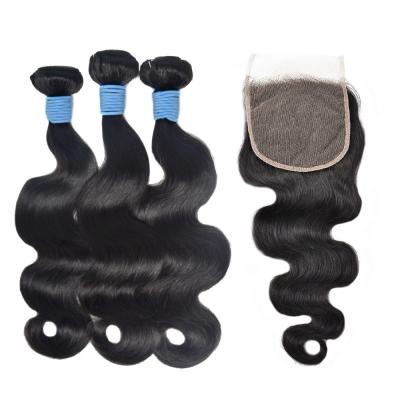 China Body Wave Luke Bundles With Lace Closure 3Pcs Bundles Wholesale Natural Color Body Wave Closures And Bundles for sale