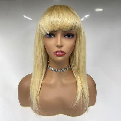 China One Distributor Cuticle Aligned Hair 100% Human Hair 8inch On Bang 14inch Gold Lace Wig, Colored 613 Lace Wig With Bang Human Wig for sale