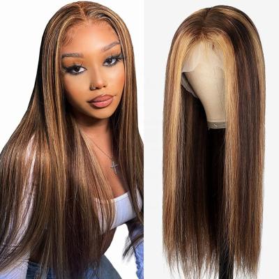 China One Distributor Cuticle Aligned Ombre Hair Highlight 150% HD Transparent Lace Hair Wigs, Highlight 13X6 Lace Wigs Pre Plucked With Baby Hair for sale