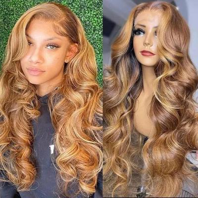 China One Distributor Cuticle Aligned Hair Human Hair Colored 4/27 Brazilian Ombre Hair Highlight Body Wave Wigs, Hair Msgem Wigs 28 Inches for sale