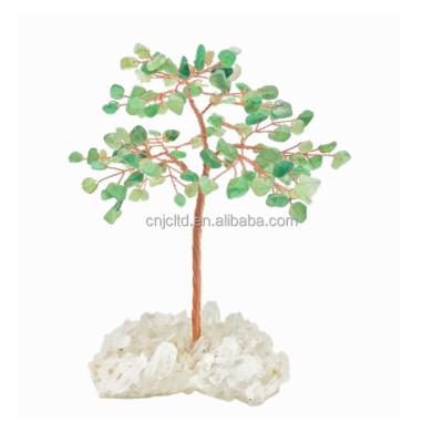 China New 2022 hot sale home birthday gifts gemstone decorations Europe silver natural fengshui quartz tree base wholesale handmade crystal for sale