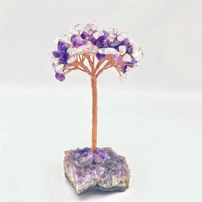 China Europe wholesale natural crystal copper handcraft tree of life quartz base decoration for sale