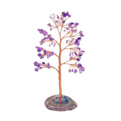 China Rich Handmade Natural British Tree Bonsai Gem Stone Amethyst Tree Rose Quartz Crystal Small Tree for sale