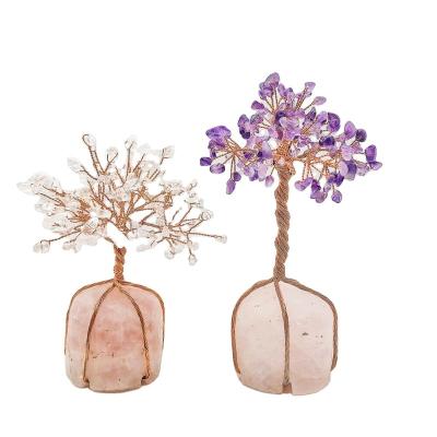 China Handmade Stone Tree of Crystal Money Tree Quartz Crystal Chip Tree Lucky Original Wholesale Crystal for sale