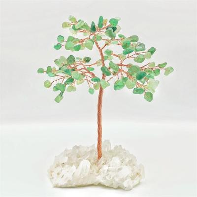 China Handmade wholesale natural green jade copper crystals copper creative gifts tree of life quartz base decoration for sale