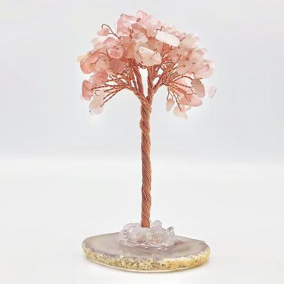 China Handmade Chakra Healing Crystals Copper Tree of Life Money Tree Agate Luck Figurine Base Natural Decoration for sale