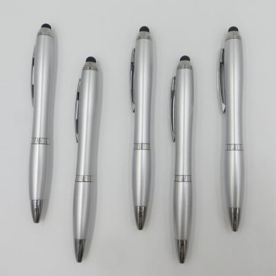 China Pen Wholesale Promotional Silver Plastic Universal Ballpoint Pen Stylus Pen With Custom Logo for sale