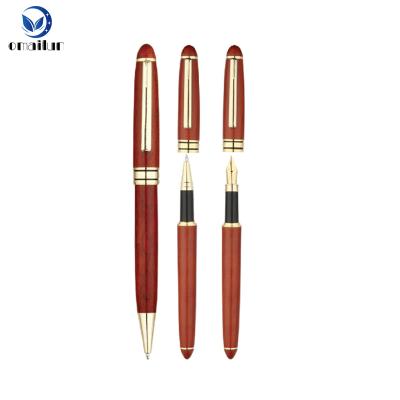 China Promotional Logo Engraved Rosewood Pen Luxury Wooden Pen Set Custom Ballpoint Pen for sale