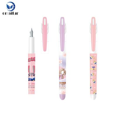 China Cheap Promotional Cute Student Cartridge Refillable Fountain Pen Plastic Ink Pen for sale