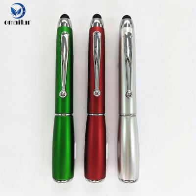 China Promotional Pen Ballpoint Pen with Light, Flashlight Stylus Pen, Fancy 3 in 1 Stylus Pen for sale