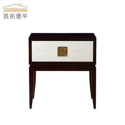 China Customizable Small Long Leg Bedside Tables Bed Side Furniture Indoor Wood Material Mix Drawer White Nightstand for sale