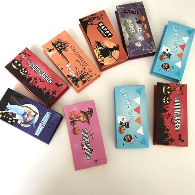 China Halloween Eyelash Packaging Box Strip Lashes Book Box Full and Lashes Boxes Eyelash Vendor Eyelash Box Paper Packaging for sale