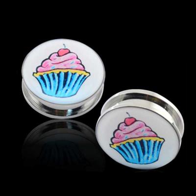 China Summer FASHIONABLE Cool Ear Plug Ear Tunnel Piercing Plug With Epoxy Ice Cream Picture for sale