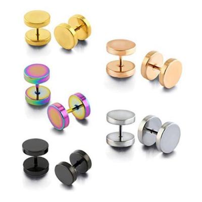 China Stud Earring Mix Color Fashion Round Fake Ear Plug Steel Body Surgical Piercing Jewelry for sale