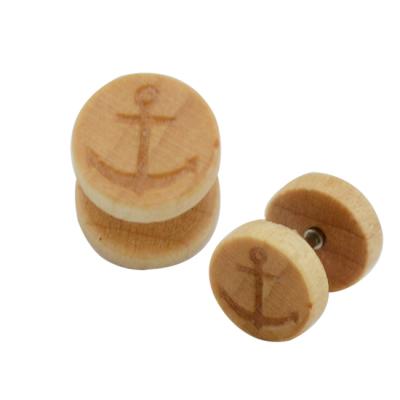 China FASHIONABLE Wholesale Cheap Wholesale Wood Pattern Faux Stud Earrings Custom Faux Expanders Stud Earrings for sale