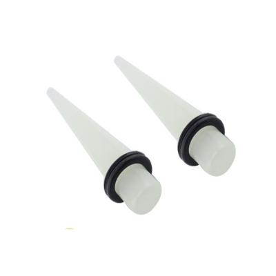 China CLASSIC White Acrylic Straight Taper Holds Gauge Custom Ear Tapers for sale