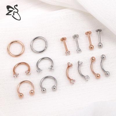 China No Delicate HOVANCI 316L Stainless Steel 8pcs/Set Ear Studs 5 Shape Barbell Labret Body Eyebrow Rings Piercing Jewelry Cut Out Eyebrow Piercing for sale